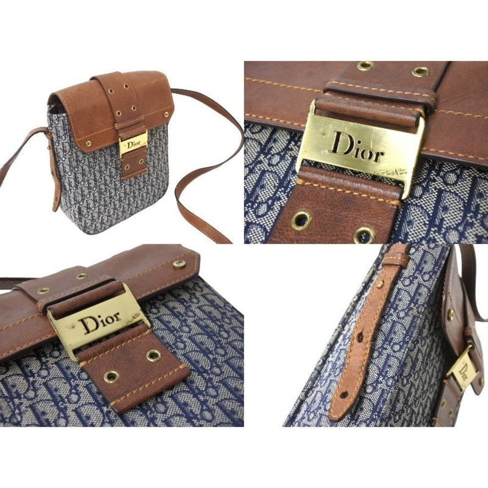 Dior Chic Brown Blue Street  Christian Navy Bag Shoulder - Picture 4 of 9